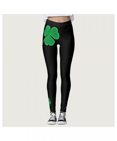 St. Patricks Day Yoga Leggings Womens for Parties and Festival Clover Workout Legging Tights Compression Pants Z-st Pattys Da...