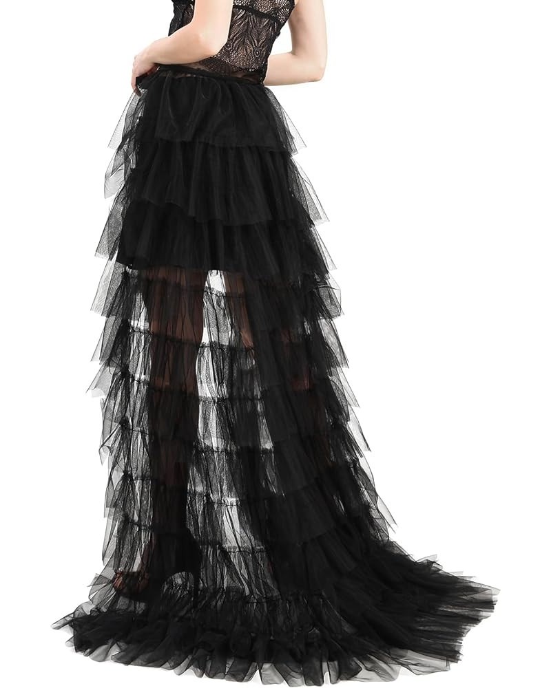 Maxi Mesh Tulle Skirt for Women - Detachable Wedding Train Skirt, Floor Length Overlay Long Tutu Skirts for Prom Black $21.60...