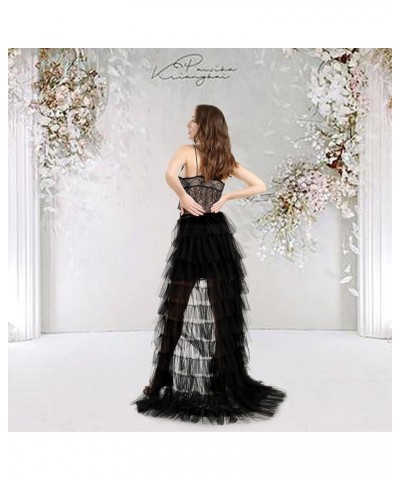 Maxi Mesh Tulle Skirt for Women - Detachable Wedding Train Skirt, Floor Length Overlay Long Tutu Skirts for Prom Black $21.60...