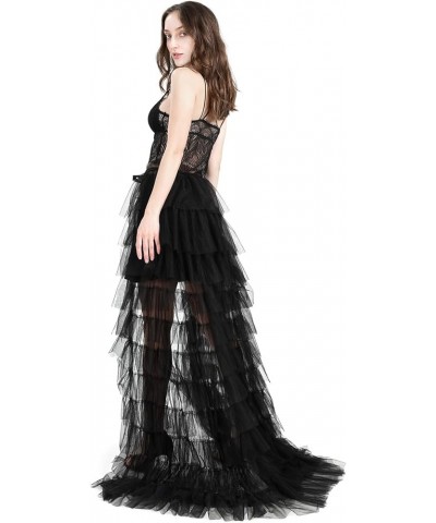 Maxi Mesh Tulle Skirt for Women - Detachable Wedding Train Skirt, Floor Length Overlay Long Tutu Skirts for Prom Black $21.60...