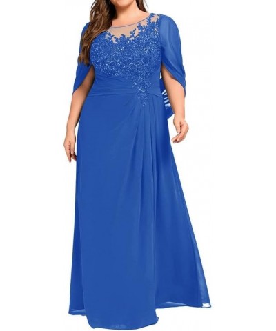 Mother of The Bride Dresses Pleated Sequins Plus Size Formal Evening Dress Lace Appliques Long Chiffon Evening Dress Scoop Da...