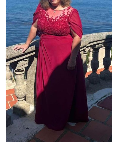 Mother of The Bride Dresses Pleated Sequins Plus Size Formal Evening Dress Lace Appliques Long Chiffon Evening Dress Scoop Da...