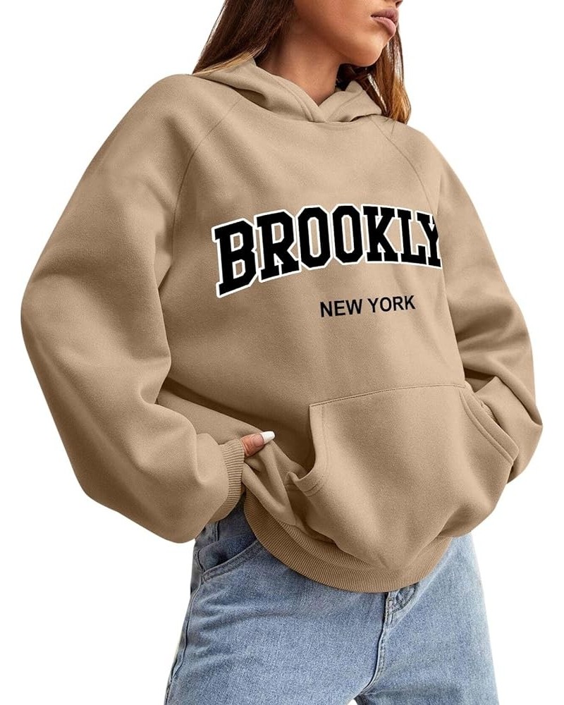 Women Letter Print Oversized Hoodies Plus Size Hoodies Long Sleeve Drawstring Pocket Sweatshirt Pullover Tops A1-coffee $3.02...