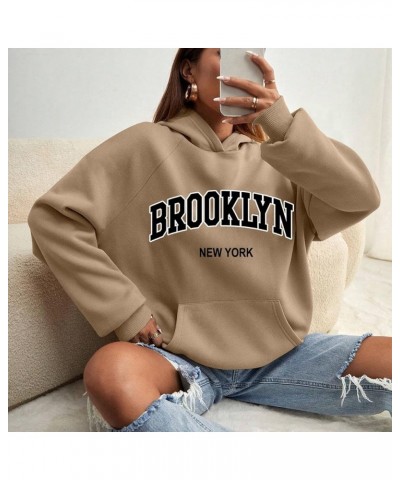 Women Letter Print Oversized Hoodies Plus Size Hoodies Long Sleeve Drawstring Pocket Sweatshirt Pullover Tops A1-coffee $3.02...