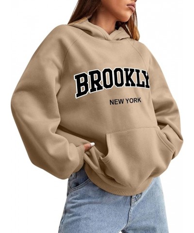 Women Letter Print Oversized Hoodies Plus Size Hoodies Long Sleeve Drawstring Pocket Sweatshirt Pullover Tops A1-coffee $3.02...