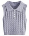 Women's Sweater Casual V-Neck Pullover Shirt Collision Color Sleeveless Sweater Vest Fashion Winter Gray $11.30 Sweaters