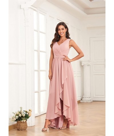 V Neck Bridesmaid Dresses Long for Women with Pockets A Line Chiffon Formal Evening Gowns Silver $25.85 Dresses