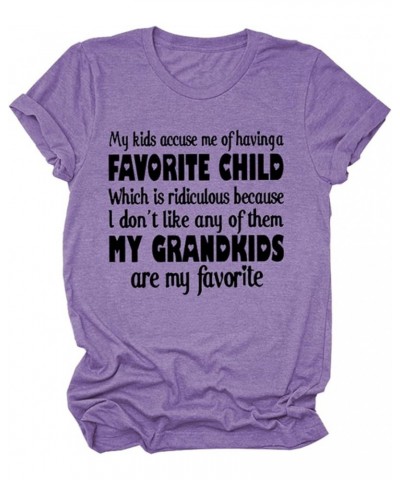 Women's Funny Tops, My Kids Accuse Me Letter Printed Short Sleeve Graphic T Shirts Casual Blouse Top Summer Shirts Purple $8....