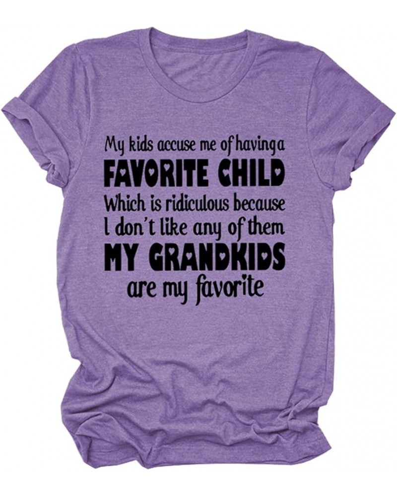 Women's Funny Tops, My Kids Accuse Me Letter Printed Short Sleeve Graphic T Shirts Casual Blouse Top Summer Shirts Purple $8....