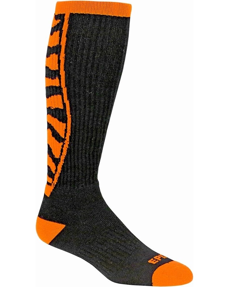 Epic Adult Tiger Striped Calf - Cute Novelty Fun Design OTC Socks (1-Pair) Black/Orange $5.58 Socks