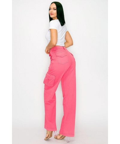 High Waisted Cargo Pants – Women’s High Rise Waist Multi Pockets Tapered Leg Fashion Casual Jeans 4890c / Hot Pink $22.78 Jeans