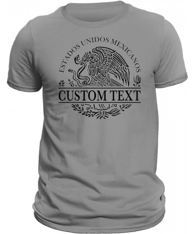 Custom Text Mexico Coat of Arms T-Shirt/Playera De Mexico Personalizada Con Escudo Nacional Gray/Black $15.11 T-Shirts