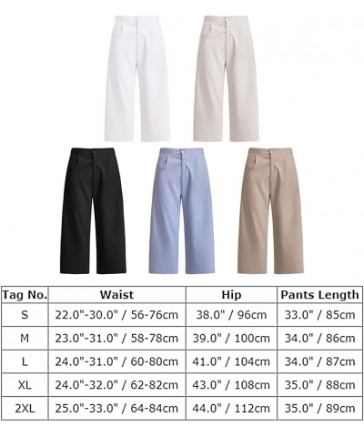 Womens Linen Pants High Waisted Wide Leg Casual Loose Drawstring Trousers with Pockets Khaki02 $8.31 Pants