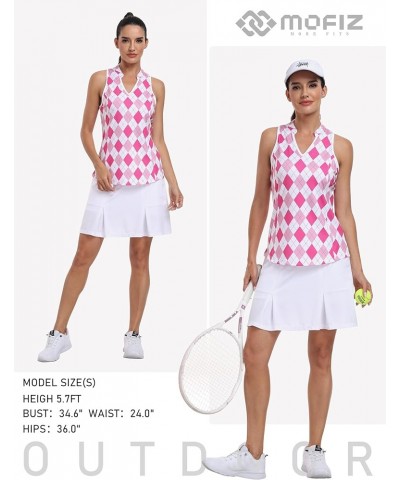 Women Racerback Sleeveless Golf Polo Shirts V-Neck Collarless Tennis Running Tank Tops Quick Dry Athletic Casual Pink Plaid $...