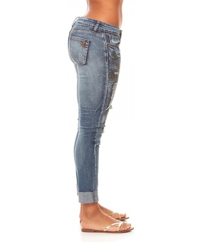 Women's Fray Hem Skinny Distressed Ripped Juniors Plus Classic Blue $12.95 Jeans