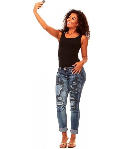 Women's Fray Hem Skinny Distressed Ripped Juniors Plus Classic Blue $12.95 Jeans