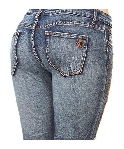 Women's Fray Hem Skinny Distressed Ripped Juniors Plus Classic Blue $12.95 Jeans