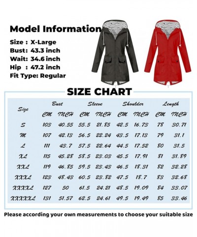 Women's Waterproof Rain Jacket,Fashion Casual Long Sleeve Zip Up Hoodies Lightweight Plus Size Raincoat With Pockets F-red $9...