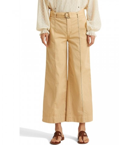 Lauren Ralph Lauren Micro-Sanded Twill Belted Wide-Leg Pants Pale Parchment 12 $22.00 Pants