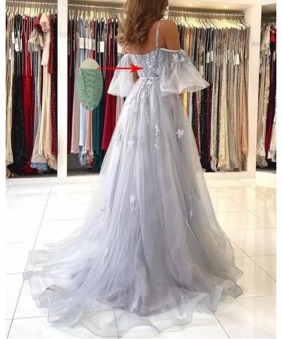 Tulle Prom Dresses for Women Long Ball Gown Off Shoulder Lace Applique Formal Evening Party Gowns 2024 Champagne $38.70 Dresses