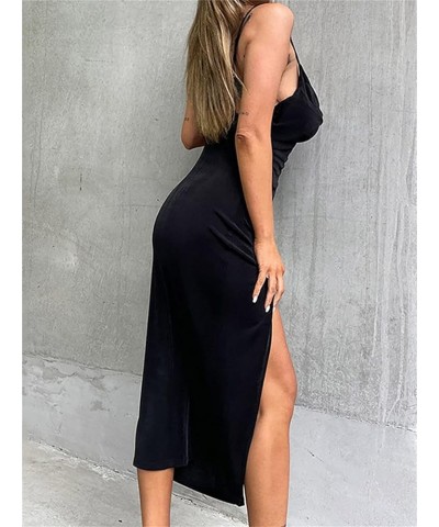 Women's Bodycon Maxi Dress Turtleneck Long Sleeve Elegant Long Dress Ruched Slim Fit Club Party Dress D-black $22.44 Dresses