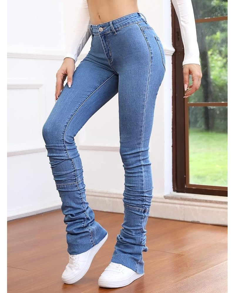 Women's Jeans Solid Ruched Skinny Jeans Jeans (Color : Medium Wash, Size : Small) Small Medium Wash $26.67 Jeans