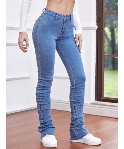 Women's Jeans Solid Ruched Skinny Jeans Jeans (Color : Medium Wash, Size : Small) Small Medium Wash $26.67 Jeans