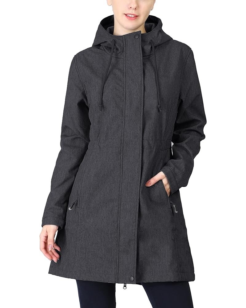 Women's Softshell Long Jacket with Hood Fleece Lined Windproof Warm up Waterproof Windbreaker Style 1-darkgrey Melange $35.09...