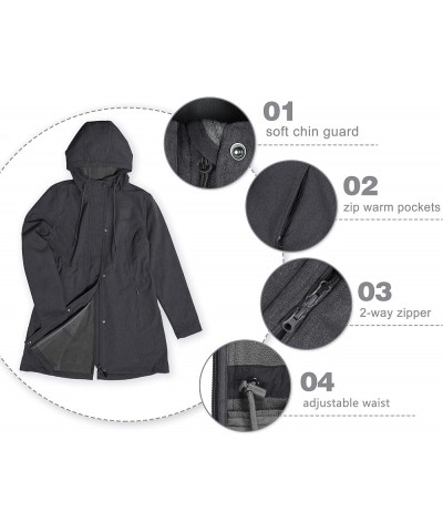 Women's Softshell Long Jacket with Hood Fleece Lined Windproof Warm up Waterproof Windbreaker Style 1-darkgrey Melange $35.09...