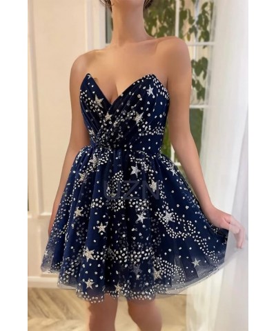 Sparkly Starry Tulle Homecoming Dresses for Teens Short Sleeveless Formal Prom Party Gowns 02-hunter Green $24.20 Dresses