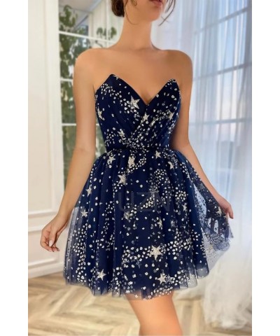 Sparkly Starry Tulle Homecoming Dresses for Teens Short Sleeveless Formal Prom Party Gowns 02-hunter Green $24.20 Dresses