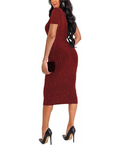 Women's Sexy Dresses Sparkly Basic Long Sleeve Bodycon Sequin Club Night Party Midi Dress 10750-2wine Red $22.41 Dresses