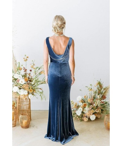 Velvet Bridesmaid Dresses for Wedding Long V Neck Wedding Guest Dress Mermaid Formal Gown Aqua $32.50 Dresses