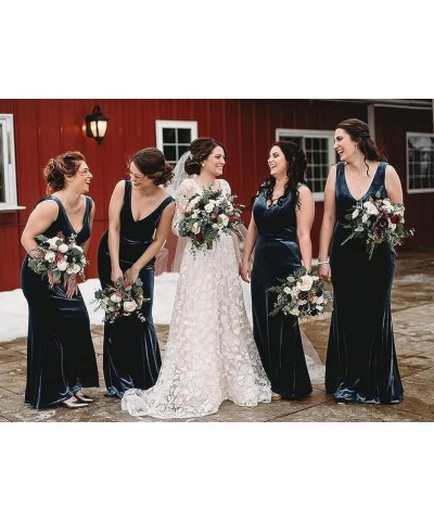 Velvet Bridesmaid Dresses for Wedding Long V Neck Wedding Guest Dress Mermaid Formal Gown Aqua $32.50 Dresses