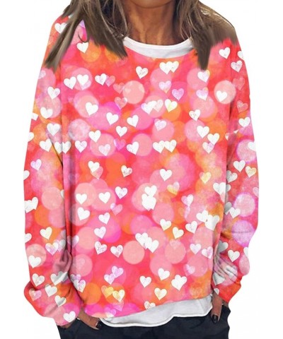 Sweatshirt for Women Fashionable Long Sleeved Valentine's Day Love Printed Round Neck Hoodie Top 2-light Pink $12.25 Hoodies ...