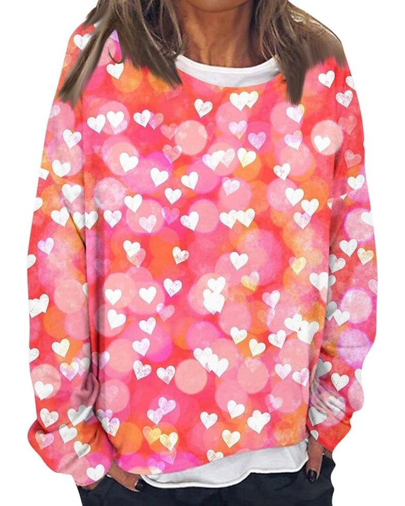 Sweatshirt for Women Fashionable Long Sleeved Valentine's Day Love Printed Round Neck Hoodie Top 2-light Pink $12.25 Hoodies ...