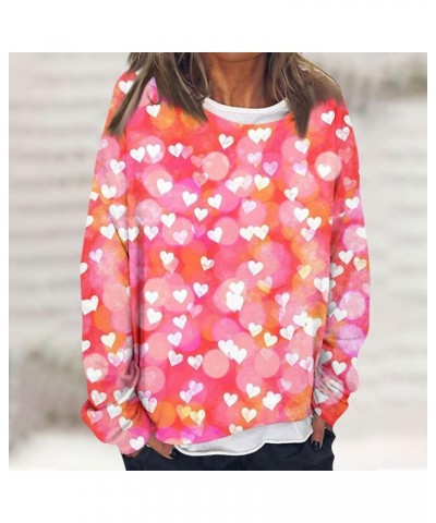 Sweatshirt for Women Fashionable Long Sleeved Valentine's Day Love Printed Round Neck Hoodie Top 2-light Pink $12.25 Hoodies ...