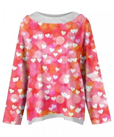 Sweatshirt for Women Fashionable Long Sleeved Valentine's Day Love Printed Round Neck Hoodie Top 2-light Pink $12.25 Hoodies ...