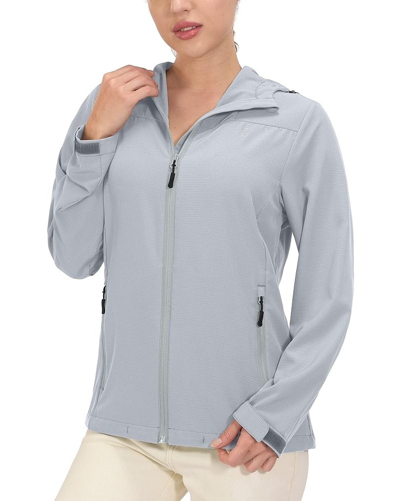 Women's Sun Protection Hoodie Jackets Long Sleeve UPF50+ Shirts Hiking Travel Camp Air Holes Full Zip Light Gray X-Large $23....