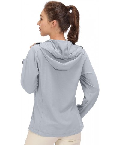 Women's Sun Protection Hoodie Jackets Long Sleeve UPF50+ Shirts Hiking Travel Camp Air Holes Full Zip Light Gray X-Large $23....