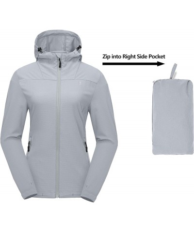 Women's Sun Protection Hoodie Jackets Long Sleeve UPF50+ Shirts Hiking Travel Camp Air Holes Full Zip Light Gray X-Large $23....