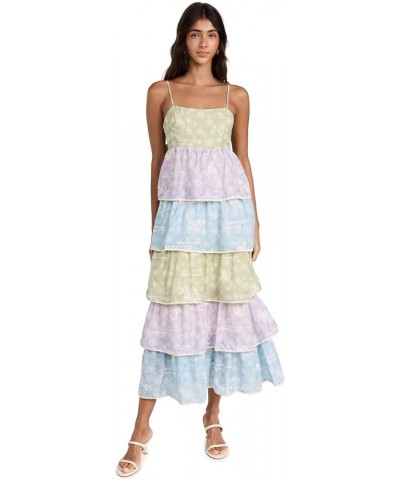 Women's Floral Print Maxi Tiered Dress Multi $57.96 Dresses