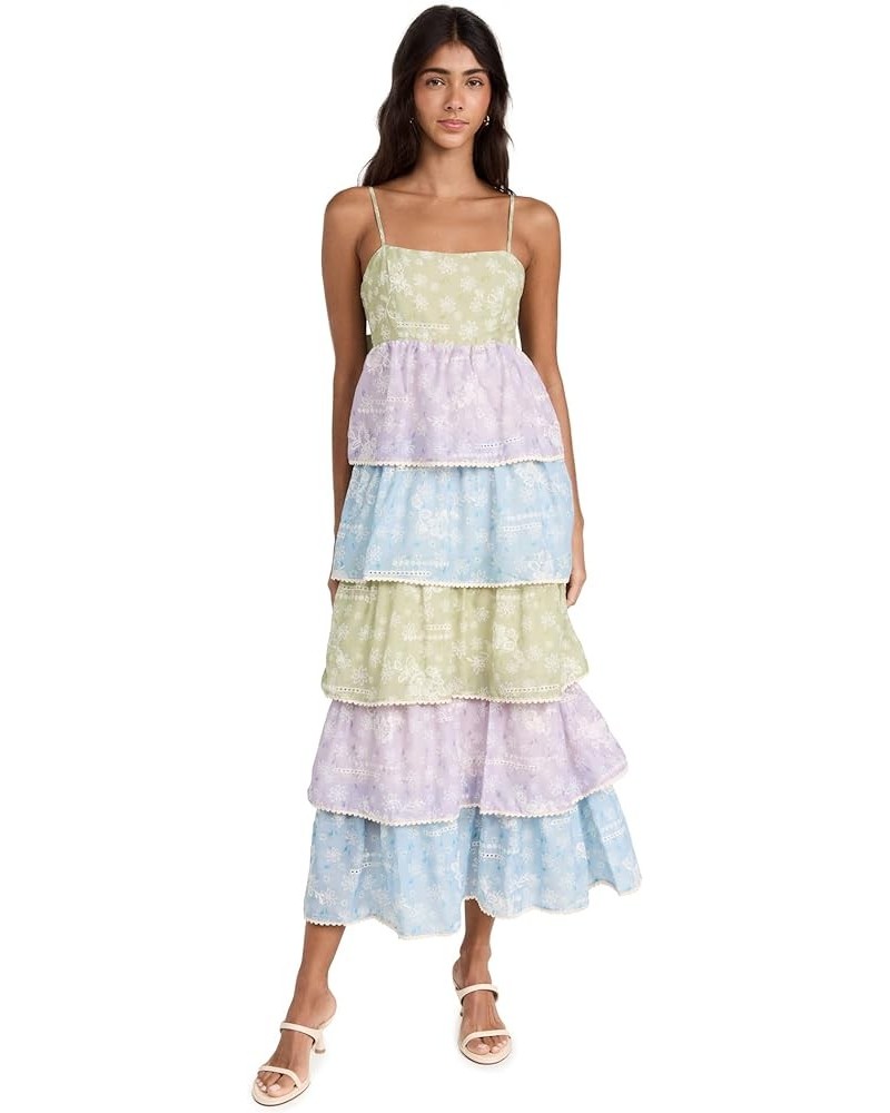 Women's Floral Print Maxi Tiered Dress Multi $57.96 Dresses