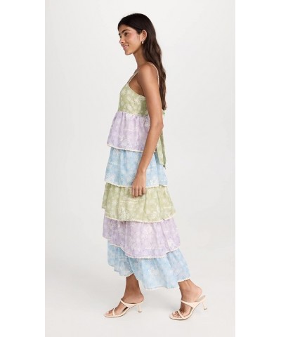 Women's Floral Print Maxi Tiered Dress Multi $57.96 Dresses