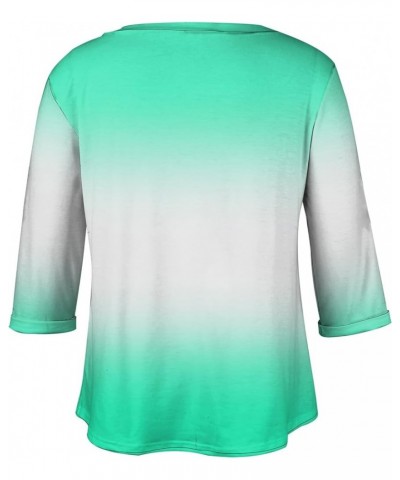 Plus Size Tops for Women 3/4 Sleeve Women Tops Dressy Casual Vneck Shirts Tie Dye Gradient Loose Summer Clothing 08-green $10...