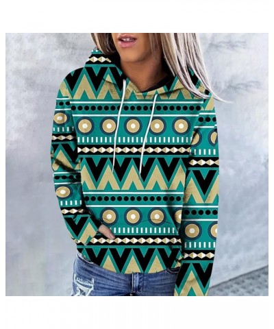 Western Outfit For Women Long Sleeve Southwestern Embroidered Oversized Pullover Hoodie Drawstring 2022 Fall Clothes Green 31...