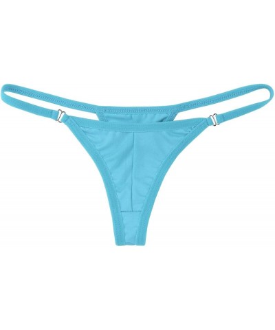 Women's Halterneck Micro Bra Top with G-String Briefs Thong Swimsuit 2Pcs Extreme Swimwear Light Blue $8.31 Swimsuits