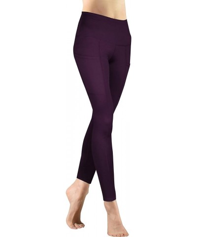 High Waist Out Pocket Yoga Pants Tummy Control Workout Running 4 Way Stretch Power Yoga Leggings L81903-wine $11.59 Activewear