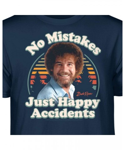 Bob Ross No Mistakes Just Happy Accidents Retro Graphic T-Shirt Navy $14.99 T-Shirts