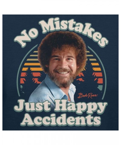 Bob Ross No Mistakes Just Happy Accidents Retro Graphic T-Shirt Navy $14.99 T-Shirts